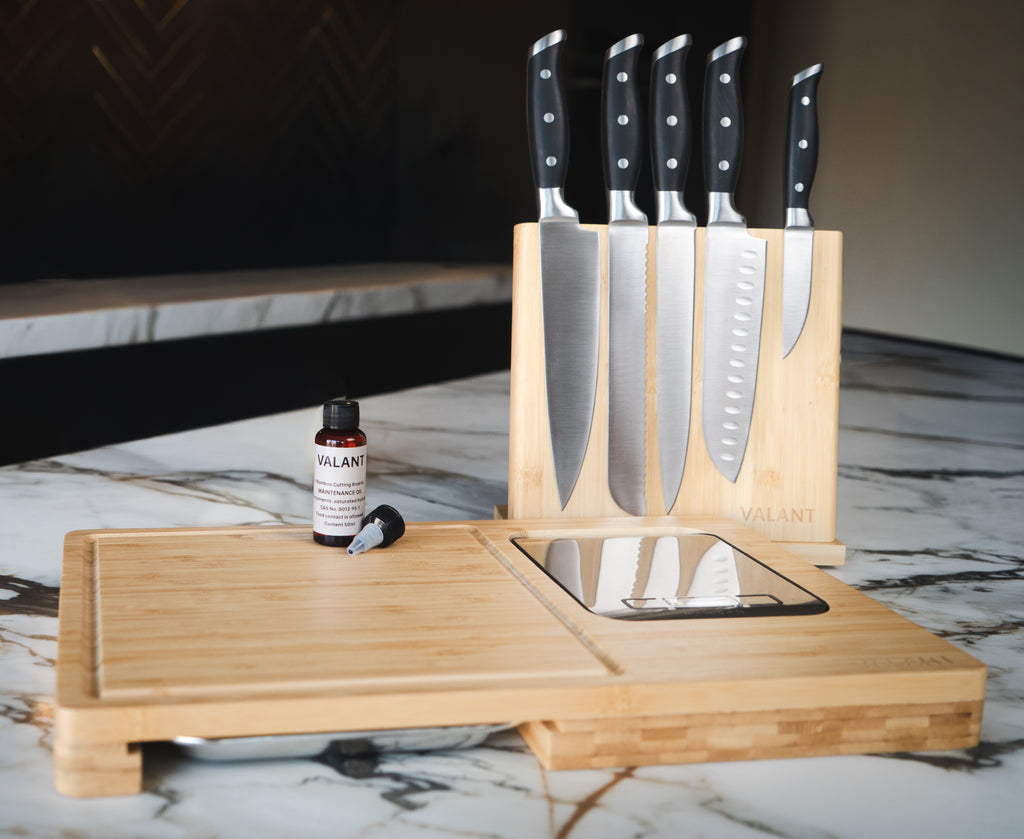 VALANT™ Bamboe Snijplank Set met Weegschaal & Messenset