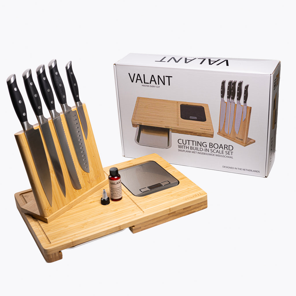 VALANT™ Bamboe Snijplank Set met Weegschaal & Messenset